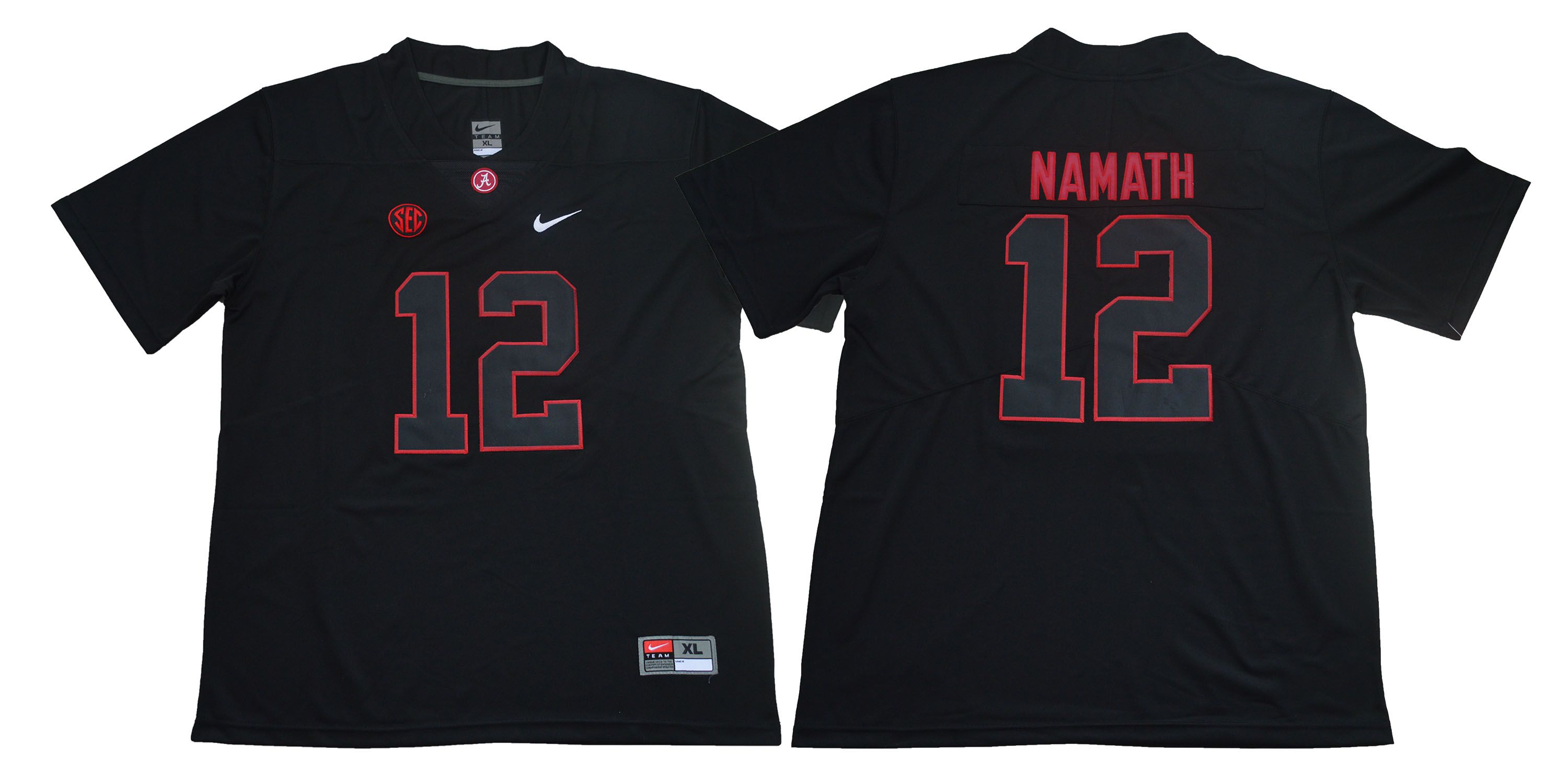 Men Alabama Crimson Tide 12 Namath Black Legendary Edition NCAA Jerseys